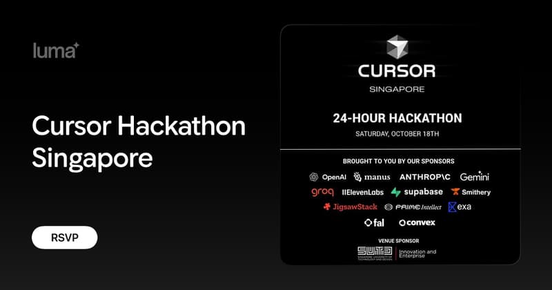 Original Luma event card for Cursor Hackathon Singapore.